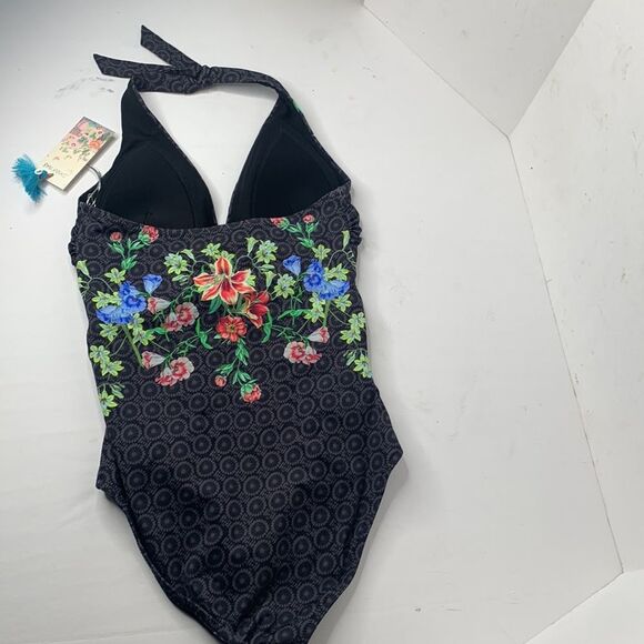 Johnny Was color twist black floral one-piece swimsuit NWT - Picture 7 of 11